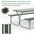 thumbnail image 6 of Aimee Lii 6 FT Picnic Table Bench Set Dining Table and 2 Benches with Metal Frame and HDPE Tabletop, Outdoor Patio Furniture, Green, 6 of 9