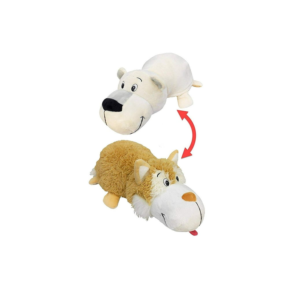 FlipaZoo 30 Plush 2 in 1 Pillow Beige Husky Transforming to Polar