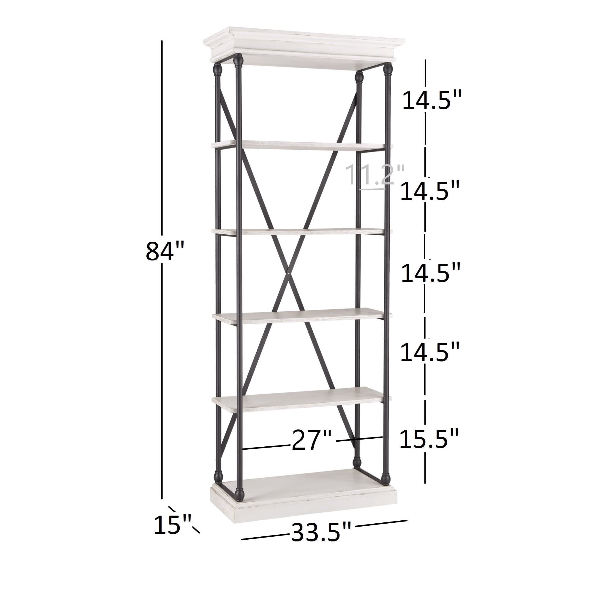Weston Home Cabana Wood and Iron 5 Shelf Bookcase, Grey/Black