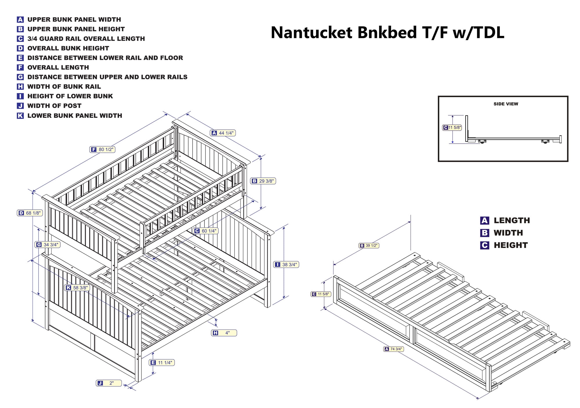 Nantucket Bunk Bed Twin Over Full In, Nantucket Twin Over Full Bunk Bed