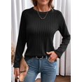 thumbnail image 3 of Top Dokotoo de manga larga para mujer, otoño 2024, talla grande, color negro, 3 of 5