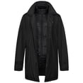 thumbnail image 5 of Men's Mock Layered Insulated Trench Coat, Windproof for Business Casual Black S, 5 of 7