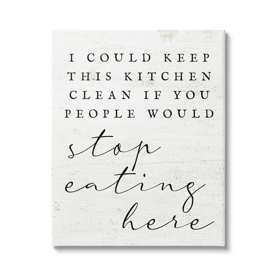 Stupell Keep This Kitchen Clean Funny Phrase Food & Beverage Painting Gallery Wrapped Canvas Print Wall Art