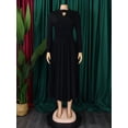 thumbnail image 3 of AURA Plus Size High Neck Beaded Swing Midi Dress Elegant Long Sleeve High Waist African Style, 3 of 9