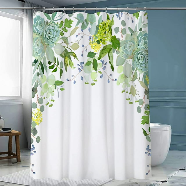 Cortinas de baño Toystoory blancas poliéster fáciles de limpiar e instalar