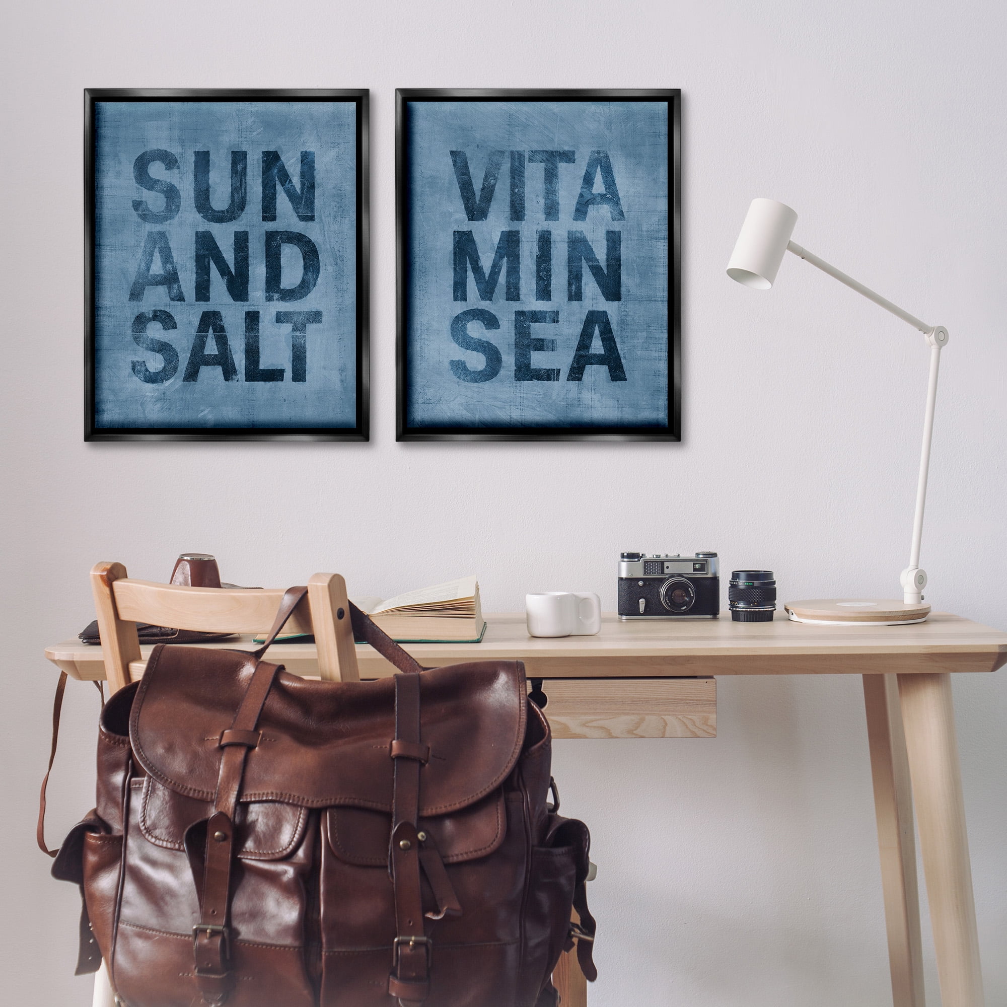 Stupell Industries Summer Beachy Phrases Nature Painting Black Floater Framed Canvas Art Print Wall Art, 25 x 31, Set of 2