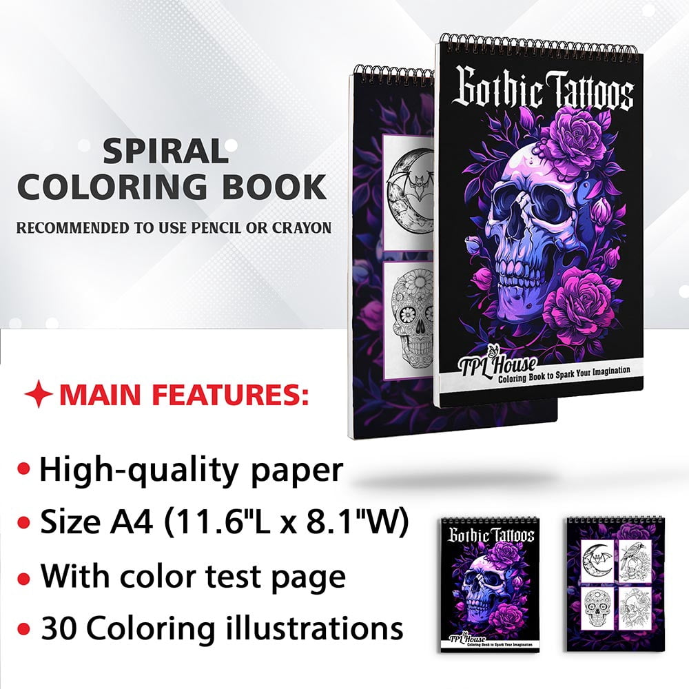 Gothic Girl Darkness Coloring Book For Adults - 30 Intricate Pages, Spiral Bound, Single-Sided Premium Paper