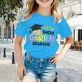 thumbnail image 2 of MIXUE Kids Girls Tops & T-Shirts Summer Cute Letter Print Round Neck Short Sleeve Casual Comfortable Back To School Pullover T Shirts Daily-Wear,Blue,6-7 Years, 2 of 4