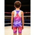 thumbnail image 6 of Hansber Boys Sleeveless Sports Gym Leotard Powerlifting Singlet Racerback Suspenders Shorts Jumpsuit Boxing Biketard Hot Pink 12, 6 of 7