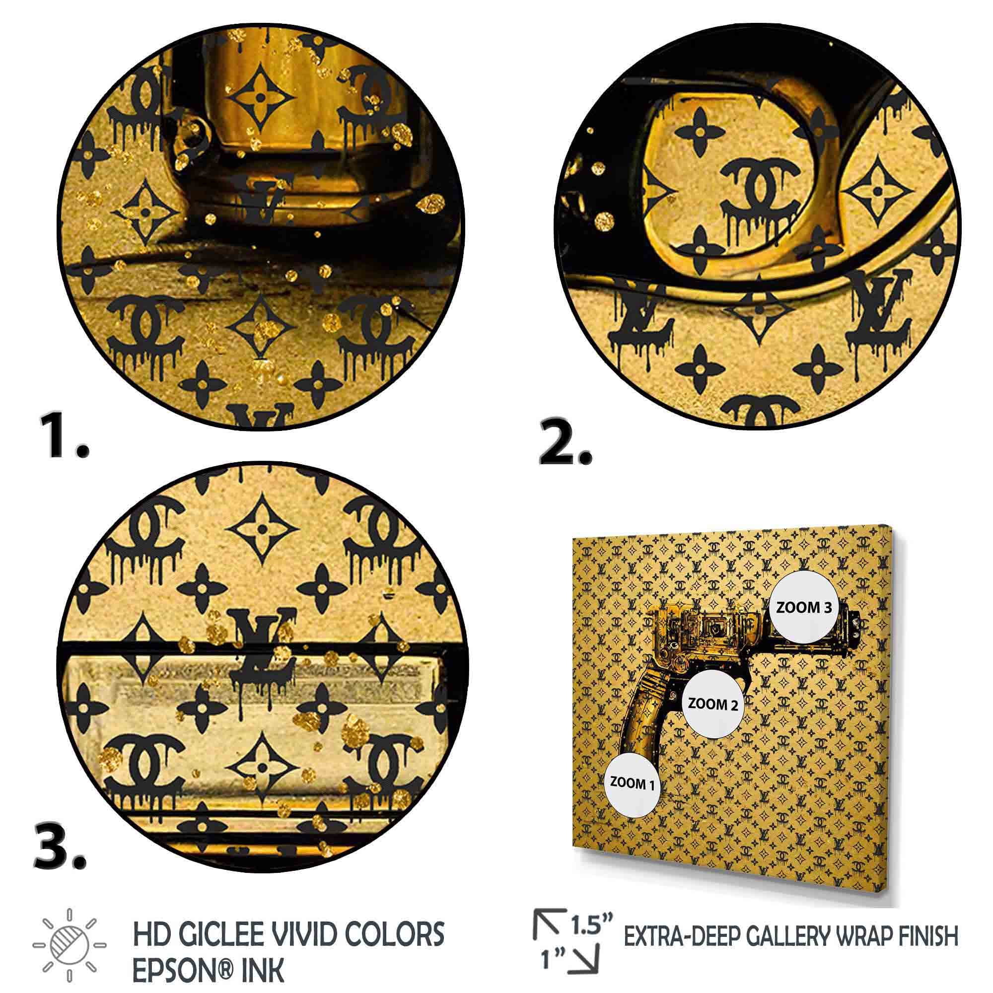 Designart Gold Designer Pistol I Canvas Wall Art