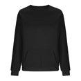 thumbnail image 4 of Daznico Women Crewneck Sweatshirt Rhinestone Studded Long Sleeve Pullover with Kangaroo Pocket Loose Fit Outerwear for Autumn Winter Wear,S, 4 of 6