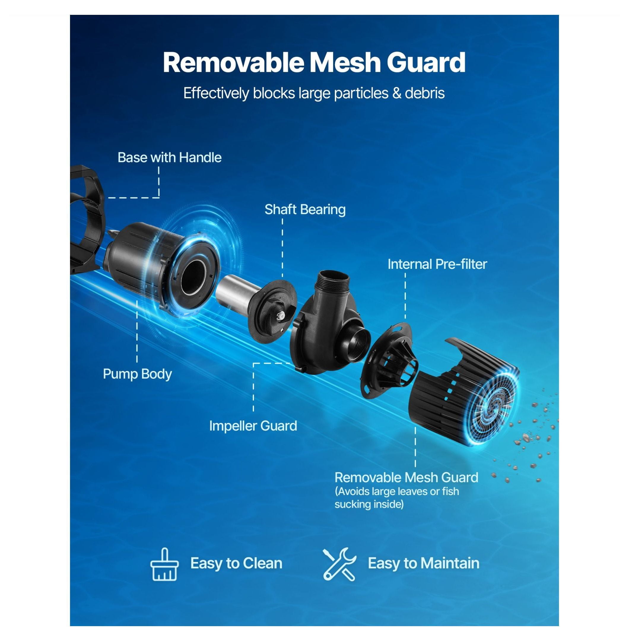 Submersible Water Pump 4500 GPH, 280W Aquarium Pump with 16.4ft Lift, Adjustable Flow, for Pond, Fountain, Waterfall, Fish Tank