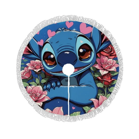 Stitch Tassel Christmas Tree Skirt Festive Decor for Holidays