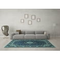 thumbnail image 3 of Ahgly Company Indoor Square Medallion Light Blue Traditional Area Rugs, 6' Square, 3 of 4