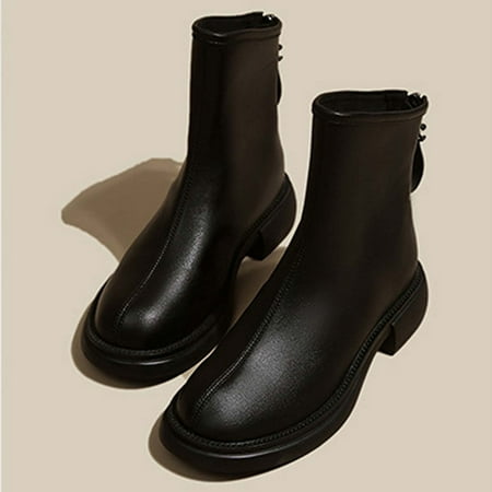 

Zunfeo Women Martin Boots- Casual Chelsea Boots Snow Boots Solid Gift Boots Christmas Gifts Clearance Black 6