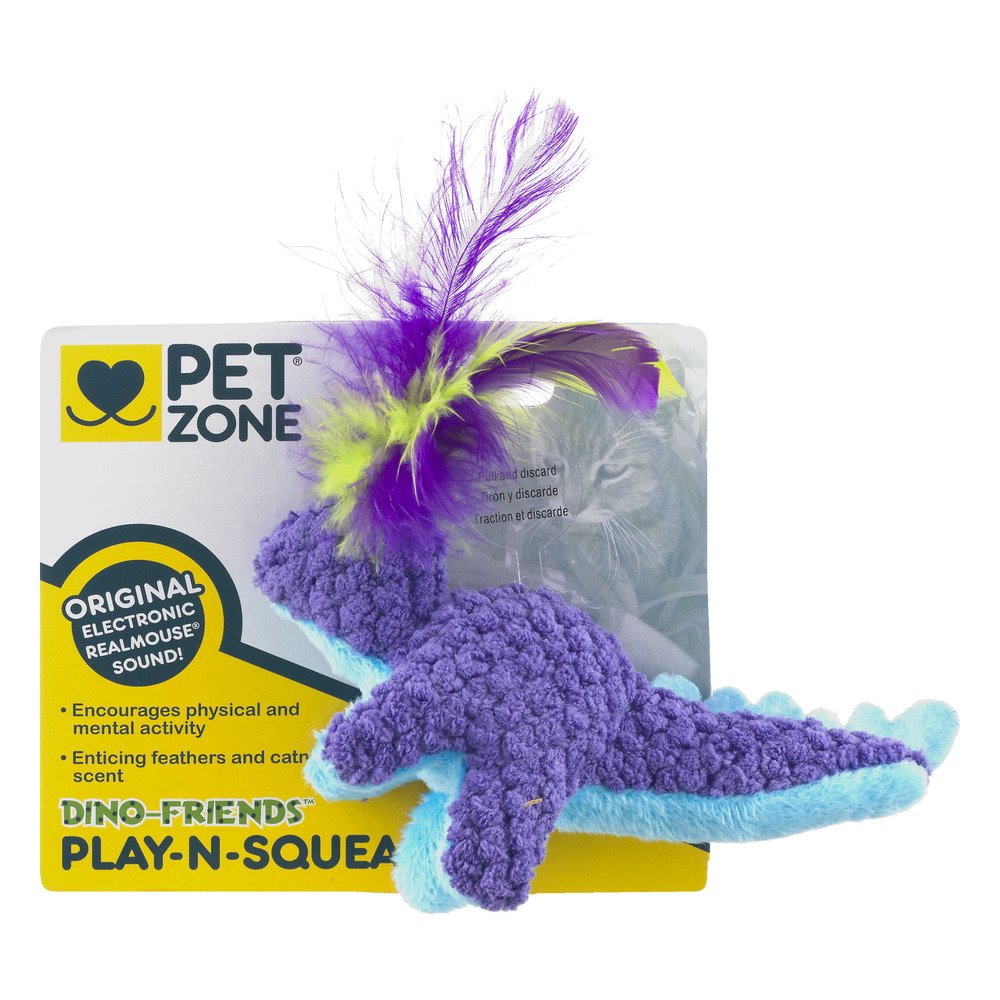 Pet Zone DinoFriends PlayNSqueak Interactive Cat Toy For Indoor Cats