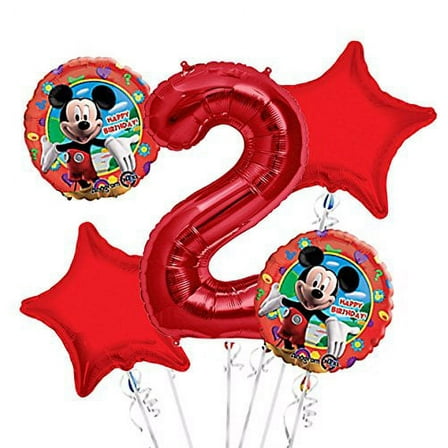Mickey Mouse Balloon Bouquet 2nd Birthday 5 pcs Party Supplies