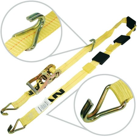 

VULCAN Autohauler Car Tie Down with Sliding Idler and Double J-Wire Hooks - 120 Inch - 1 600 Pound Safe Working Load