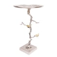 thumbnail image 1 of 28 Inch Accent Table, Artful Branch Like Frame, Gold Bird Accents, Silver, 1 of 3