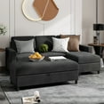 thumbnail image 7 of Convertible Sectional Sofa Couch with Storage Ottoman, L-Shaped Wide Reversible Chaise with Linen Fabric(Charcoal Grey), 7 of 7