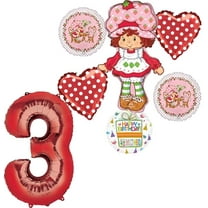 Anagram 3rd Birthday Party Supplies Strawberry Girl Shortcake Jumbo Shape Balloon Bouquet Decorations