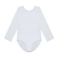 thumbnail image 6 of Aiihoo Kids Girls Fleece Gymnastics Leotards Long Sleeves Nude Undergarment Leotard Ballet Dance Dancewear White Round Neck 12-13, 6 of 7