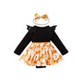 thumbnail image 3 of FOCUSNORM Baby Girls 2Pcs Halloween Outfits, Ruffle Tutu Romper with Headband, 3 of 9