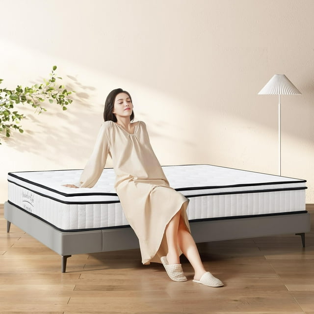 Soges Mattress 12 inch Hybrid Mattress Queen Size, Individual Pocket Spring Bed Mattress, Medium Firm Mattress for Pressure Relief, Strong Edge Support, CertiPUR-US