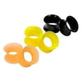 thumbnail image 1 of 3 Pairs Thin Silicone Flexible Ear Skin Tunnels - Black, Yellow, Orange Set, 1 of 3