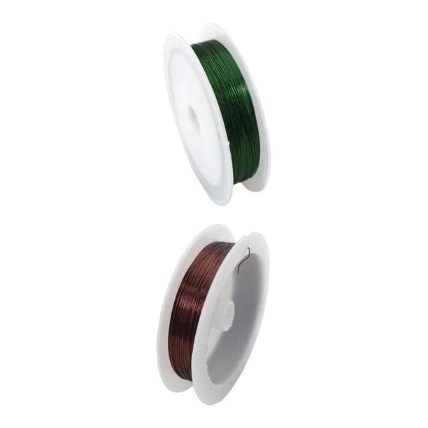 2 rollos de alambre de hierro resistente al deslustre de 2 colores para manualidades de joyería y abalorios Cafe verde