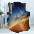thumbnail image 4 of Ocean Soft Flannel Fleece Throw Blanket, Sunset Sky with Moon and Stars Horizon Scenery Fantasy View Artwork Print, Cozy Plush for Indoor and Outdoor Use, 60" x 80", Navy Yellow Orange, by Ambesonne, 4 of 5