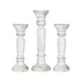 thumbnail image 3 of Handmade Mango Wood Eco-friendly Traditional Antique White Set Of Three 12",15" & 12" Pillar Candle Holder, 3 of 7