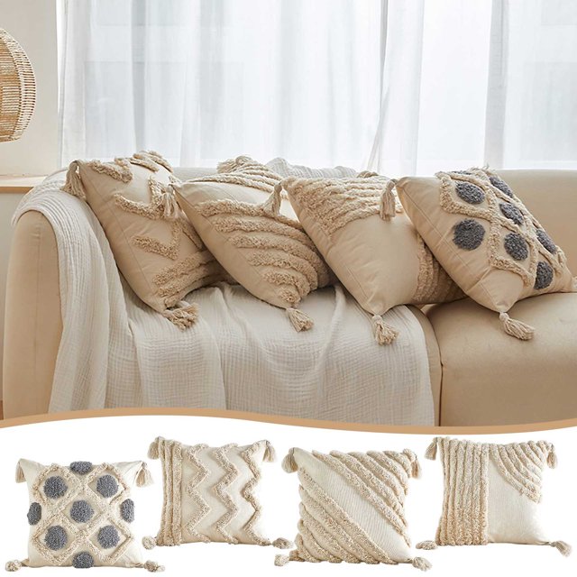 XWSHYW Almohadas y Fundas Nuevo Borla Tranquila Estilo Bohemio Almohada Cojín Sofá Sala de Estar Funda de Almohada