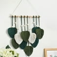 thumbnail image 2 of Hojas para colgar en la pared de macramé, decoración de pared de macramé boho, tapiz de borlas de hojas tejidas a mano para colgar en la pared, A, 2 of 7