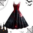 thumbnail image 2 of Women Vintage Halloween Print Sleeveless 1950s Evening Swing Party Prom Dress, 2 of 3