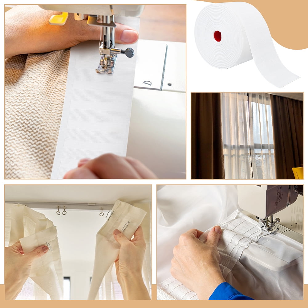 20M Polyester Pleated Curtain Tape for Home Curtains Window DIY Sewing White 73x0.7mm DIY