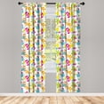 thumbnail image 3 of Ambesonne Floral Curtains, Tropical Retro Flowers Art, Pair of 28"x63", Apple Green Marigold, 3 of 5