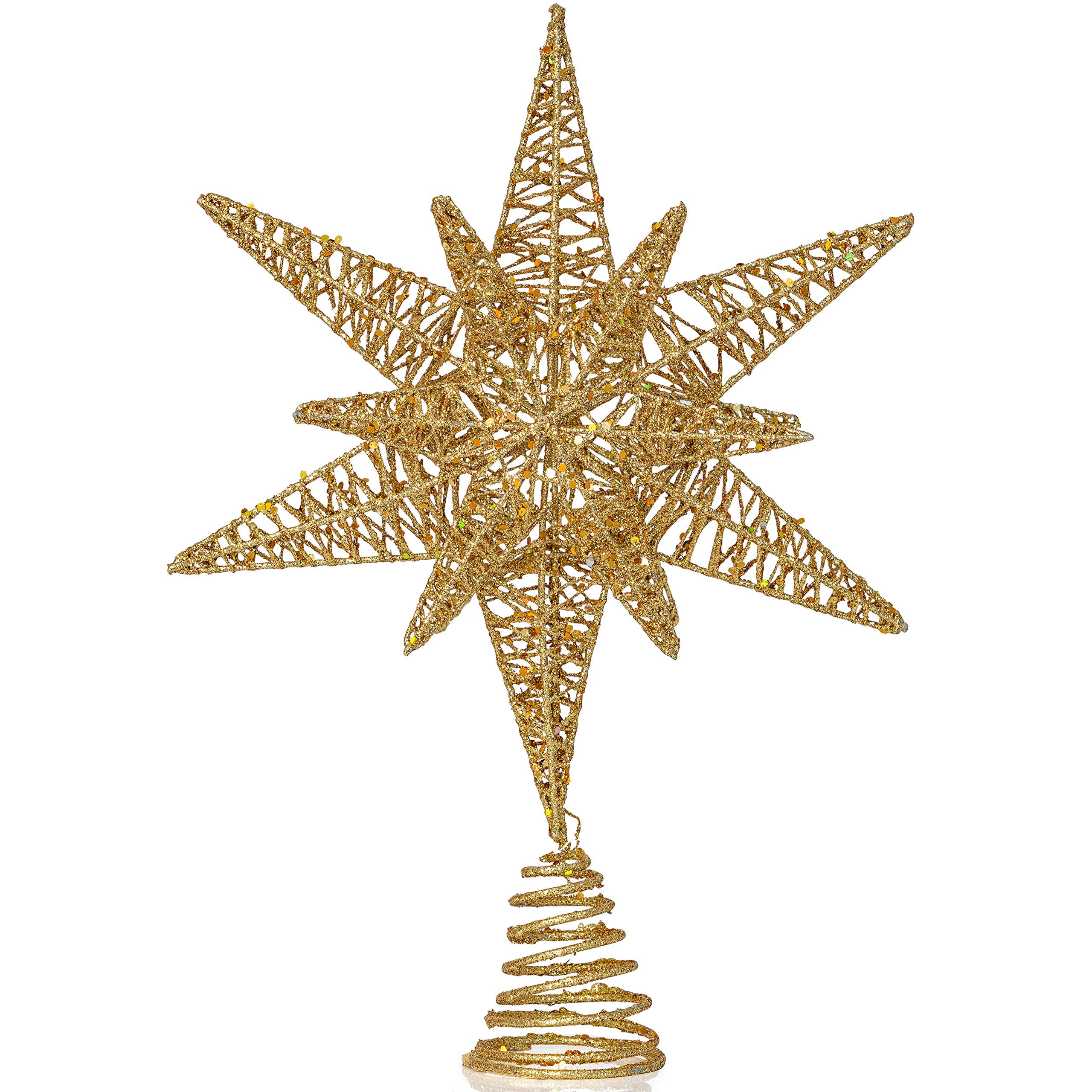 then Auckland Sobbing Ornativity Gold Star Tree Topper – Christmas Gold 3D Glitter Star Ornament  Treetop Decoration for Large Tree - Walmart.com