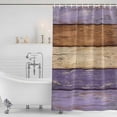 thumbnail image 2 of Farmhouse Purple Brown Shower Curtain, Waterproof Shower Curtains for Bathroom, Vintage Wooden Striped Washable Fabric Bathtub Curtain Set Bath Decor with 12 Hooks Stall 36"x72", 2 of 6