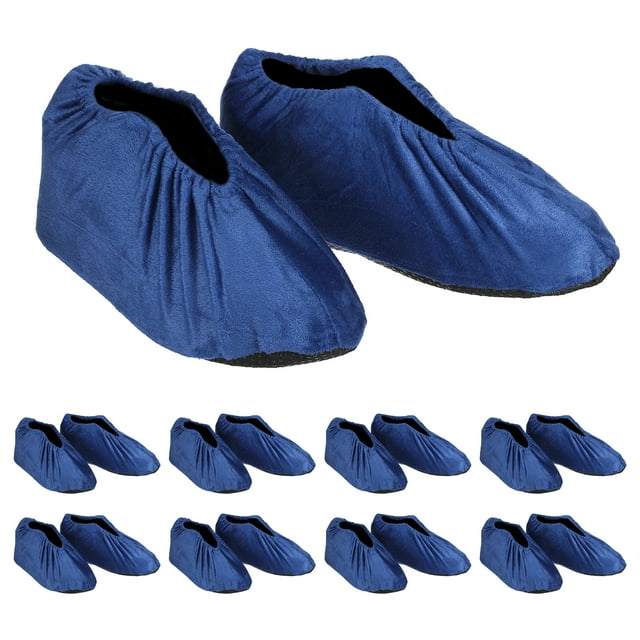 Unique Bargains Reusable Non Slip Shoe Covers, 10 Pairs Washable Thickened Boot Covers Soft Shoe Protectors, Dark Blue