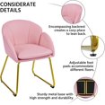 thumbnail image 3 of LILEYI Modern PU Leather Armchair, Flower Shaped Makeup Chair Vanity Chair with Golden Metal Legs for Living Room/Makeup Room/Bedroom/Home Office/Kitchen, Simple Pink, 3 of 10