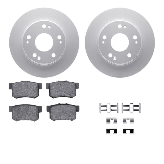Dynamic Friction Company Rear Geospec Brake Rotors with 5000 Advanced Brake Pads includes Hardware 4512-59125