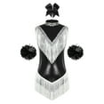 thumbnail image 3 of Alvivi Women Metallic Sleeveless Tassel Bodysuit Cheerleading Uniform Cheer Leader Outfits Black L, 3 of 7