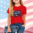 thumbnail image 2 of Girls Patriotic Red American Flag Graphic T-Shirt 4th of July Short Sleeve Tee for Kids Little Girl Kids,Size 7-8 T, 2 of 7