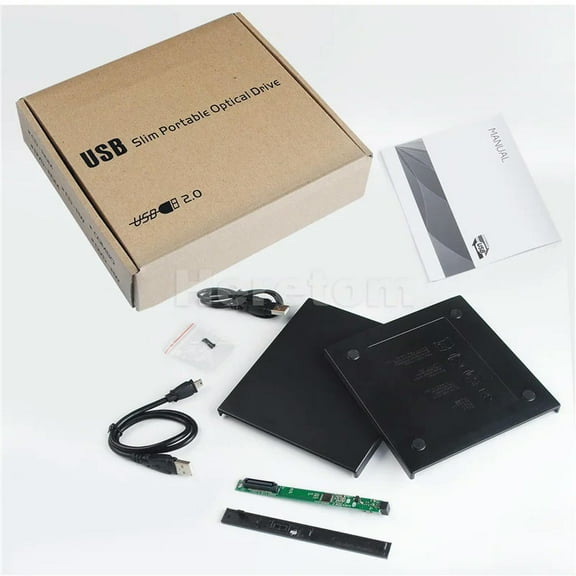 FOR Hard Plastic Slim ABS USB 2.0 12.7mm IDE PATA to SATA DVD-ROM External Enclosure Case For CD/DVD Optical Drive