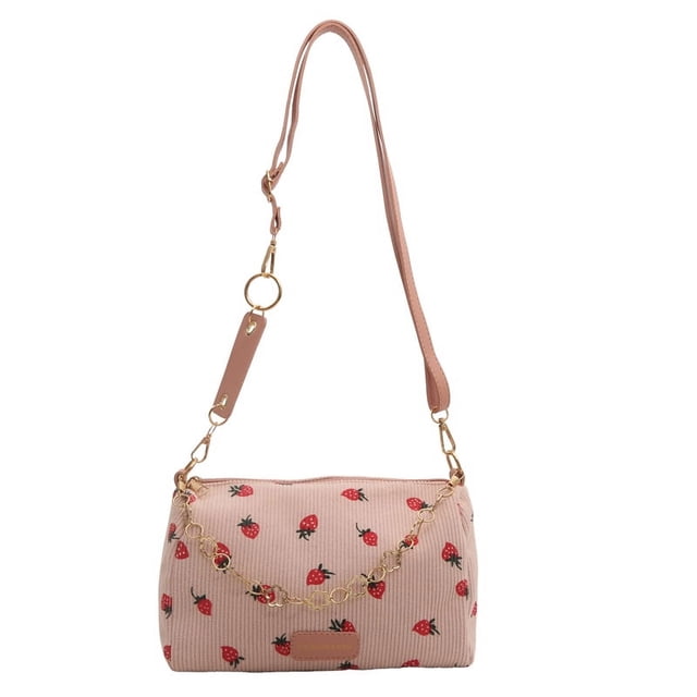 Bolso Mano Diseñador Hombro Lindo Fresa Pana para Mujeres Y Niñas