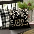 thumbnail image 5 of Merry Christmas Bright Decorative Throw Pillow Covers 18 x 18 Set of 4, Black Xmas Tree Buffalo Plaid Check Outdoor Pillowcase, Let It Snow Winter Holiday Farmhouse Cushion Case Home Decor, 5 of 6