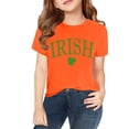 thumbnail image 4 of XIMIN Girls Boys Vintage "IRISH" Letter & Clover Kids' Short-Sleeve Crew Neck T-Shirt - Soft Emerald Green St. Patrick's Day Irish Heritage Top, 4 of 7