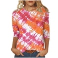 thumbnail image 1 of Wanfds Orange Ladies Tops Clearance Round Neck Three-Quarter Sleeve Top M, 1 of 5