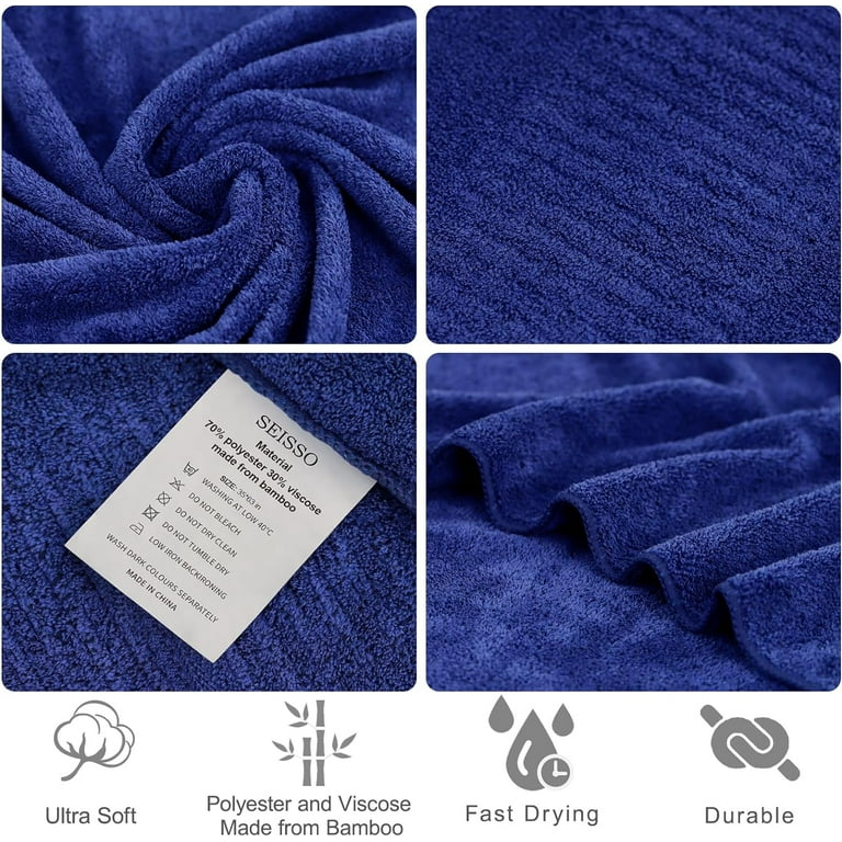 Bamboo Fiber Large Thick Bath Sports Spa Beach Soft Towels Absorbent Fast  Drying